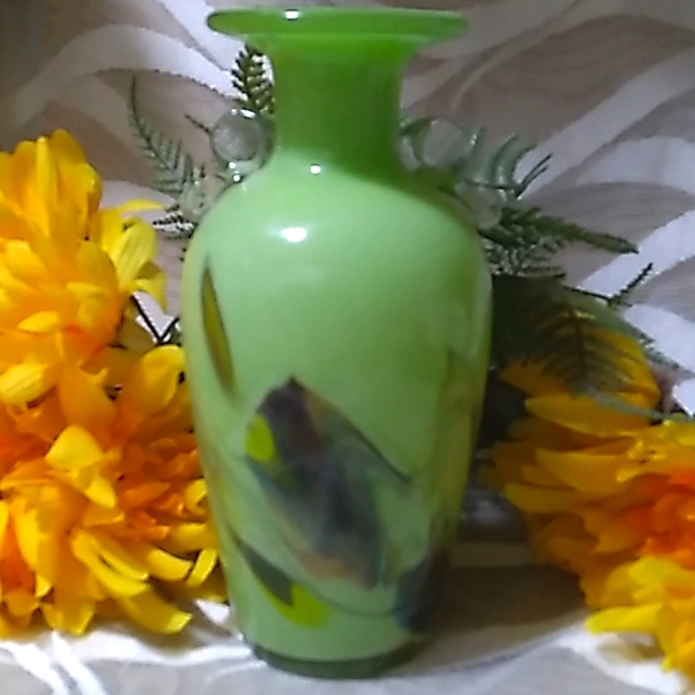 DALIAN ART GLASS VASE VINTAGE 1960/70s- "Snowflake"